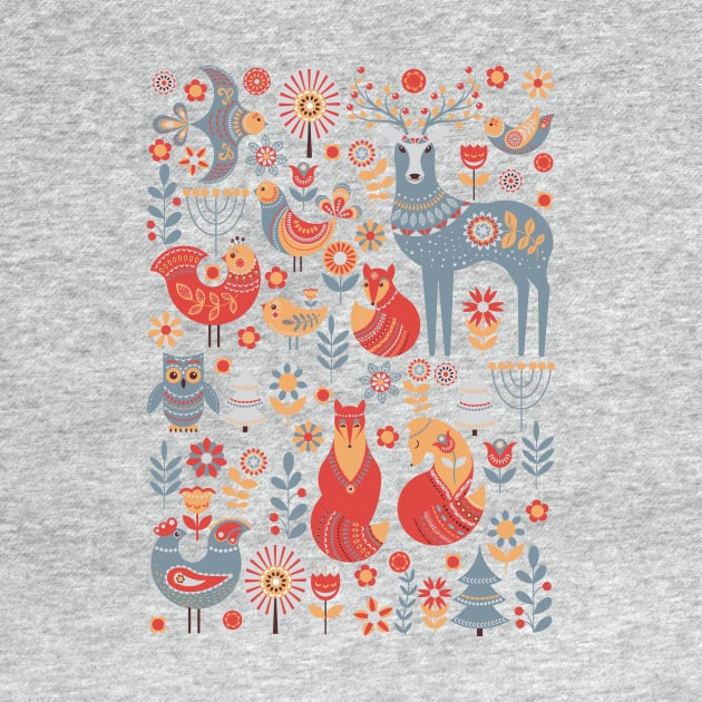 Forest animals and birds in the Scandinavian style. by Irina Skaska